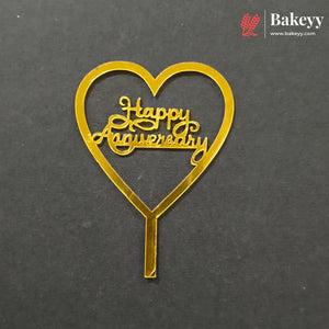 3 Inch Happy Anniversary Acrylic Cake Topper | Multiple Designs | Pack of 10