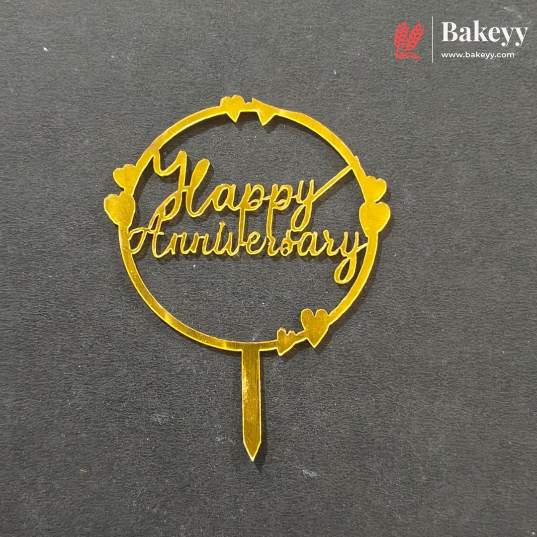 3 Inch Happy Anniversary Acrylic Cake Topper | Multiple Designs | Pack of 10