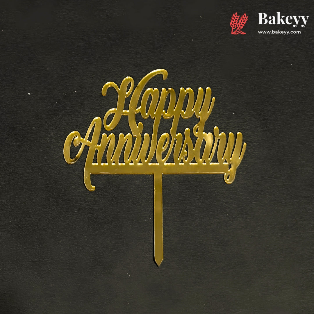 3 Inch Happy Anniversary Acrylic Cake Topper | Mixed Designs | Pack of 10