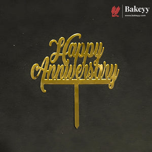 3 Inch Happy Anniversary Acrylic Cake Topper | Mixed Designs | Pack of 10