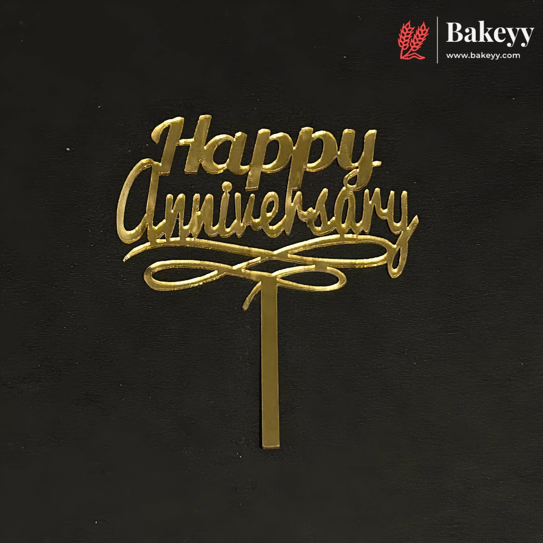 3 Inch Happy Anniversary Acrylic Cake Topper | Mixed Designs | Pack of 10