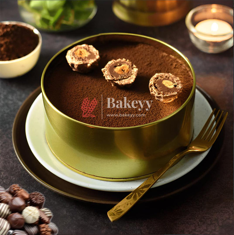 Dream Cake Tin Box Gold Round Empty Decorative Tin Box | 1 Kg Tin | Gift Box | Pack of 5 - Bakeyy.com - India - Dream Cake Tin Box Gold Round Empty Decorative Tin Box | 1 Kg Tin | Gift Box | Pack of 5 - Gold