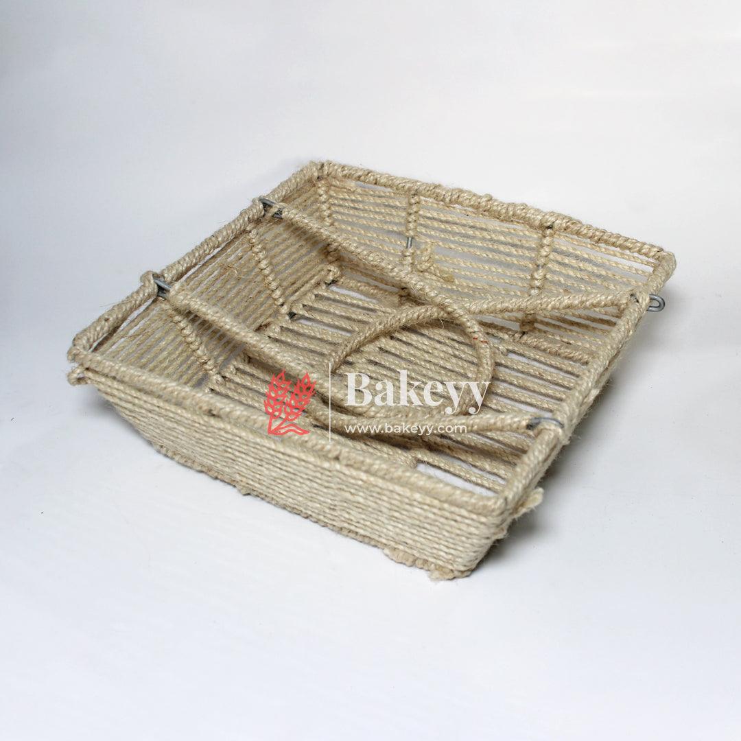 Decorative Jute Metal Hamper Basket For Gifting | Handcrafted Round Basket – Stylish & Functional Storage