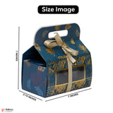 7x3.75x7 inches Elegant Blue & Gold Gift Box with 2 Premium Storage Tins | Pack Of 10