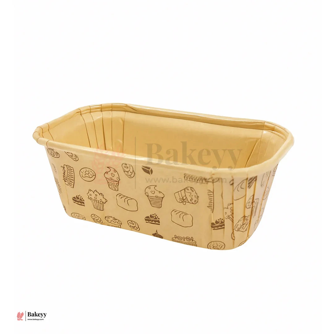 100 g | Bake and Serve Rectangle Mould | Cream Colour |  Paper Baking Mould | Pack of 50