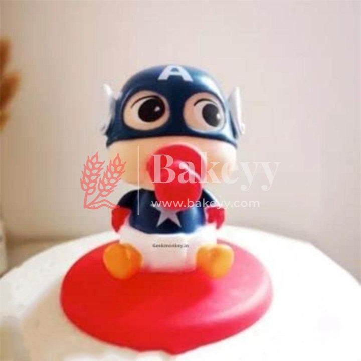 Baby Captain America Bobble Head Cake Topper l Doll Toy Cake Topper - Bakeyy.com