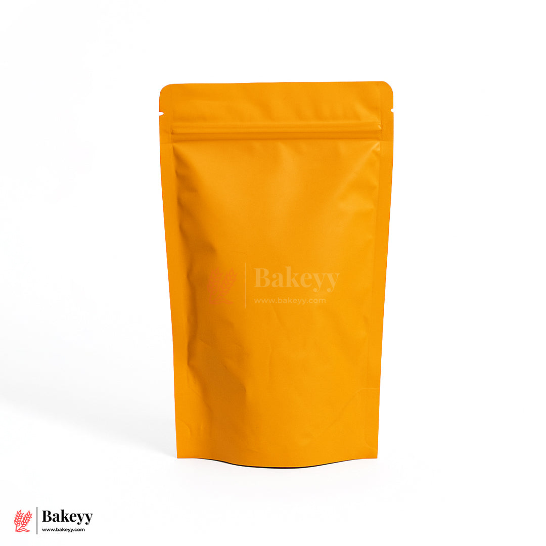 100 gm | Zip Lock Pouch | Orange Color With Window | 10x17 CM | Standing Pouch | 110 GSM | Pack of 100