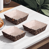 Brownie Bake N Serve Paper Trays | Pack of 50 | Floral Print Square Cups in Red, Blue & Brown for Elegant Baking & Serving - Bakeyy.com - India - Brownie Bake N Serve Paper Trays | Pack of 50 | Floral Print Square Cups in Red, Blue & Brown for Elegant Baking & Serving - Brown
