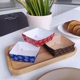 Brownie Bake N Serve Paper Trays | Pack of 50 | Floral Print Square Cups in Red, Blue & Brown for Elegant Baking & Serving - Bakeyy.com - India - Brownie Bake N Serve Paper Trays | Pack of 50 | Floral Print Square Cups in Red, Blue & Brown for Elegant Baking & Serving - Brown