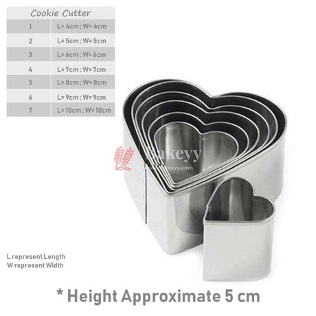 Baking equipment's Stainless Steel Commercial Heart Cookie Cutter (Set of 7 Cutters) - Bakeyy.com - India - Baking equipment's Stainless Steel Commercial Heart Cookie Cutter (Set of 7 Cutters) - Default Title