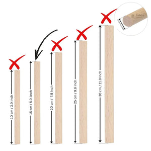 Bakeyy bamboo dowel in five sizes with 15 cm option highlighted, baking supplies product.