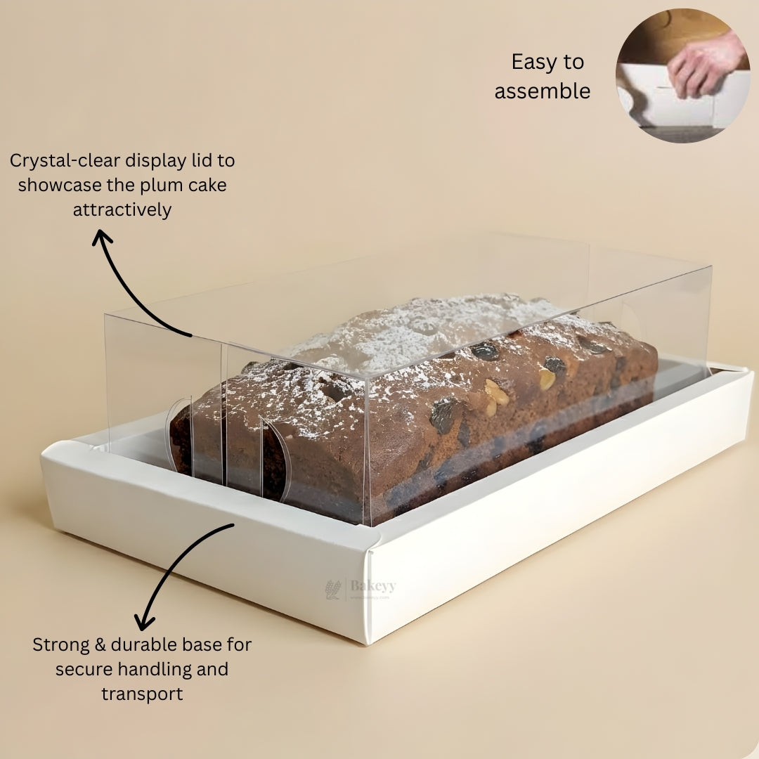 Bar Plum Cake Box with Transparent Cover | Clear Window Packaging | Pack of 50