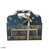10x9x3.75 Inge Premium Navy Blue & Gold Gift Box with 3 Tins | Luxury Festive Hamper Packaging | Pack Of 10
