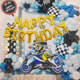 Complete racing theme decoration kit
Mix of foil and latex balloons for layered decor
Ideal for bike, car, and racing themed birthdays
Perfect for wall backdrops, cake tables, and photoshoots