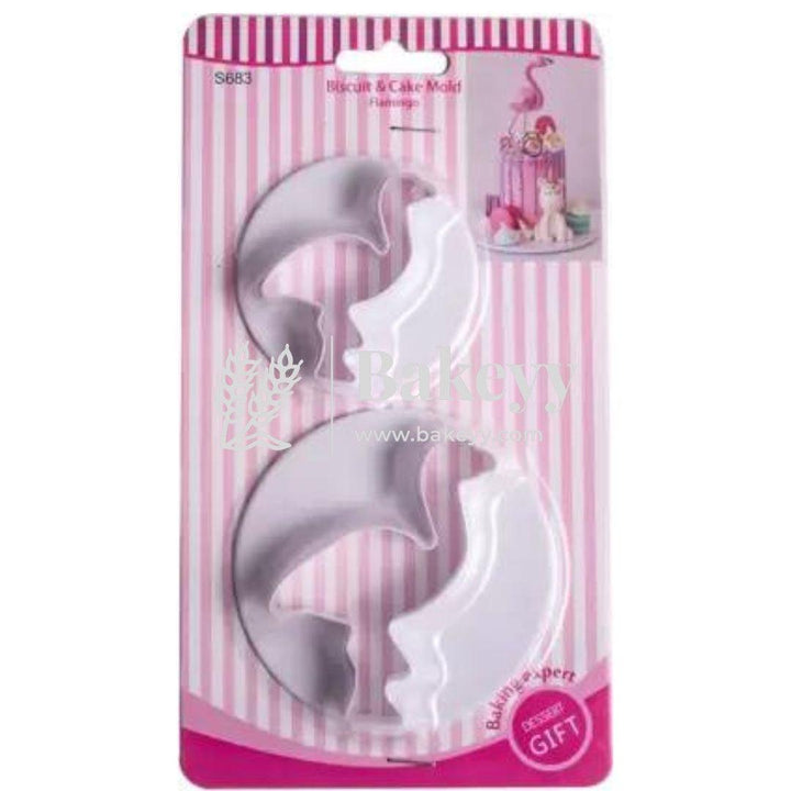 Biscuit &amp; Cake Flamingo plastic cutter set. Patch work Pastry Cutter | Pack Of 2 - Bakeyy.com