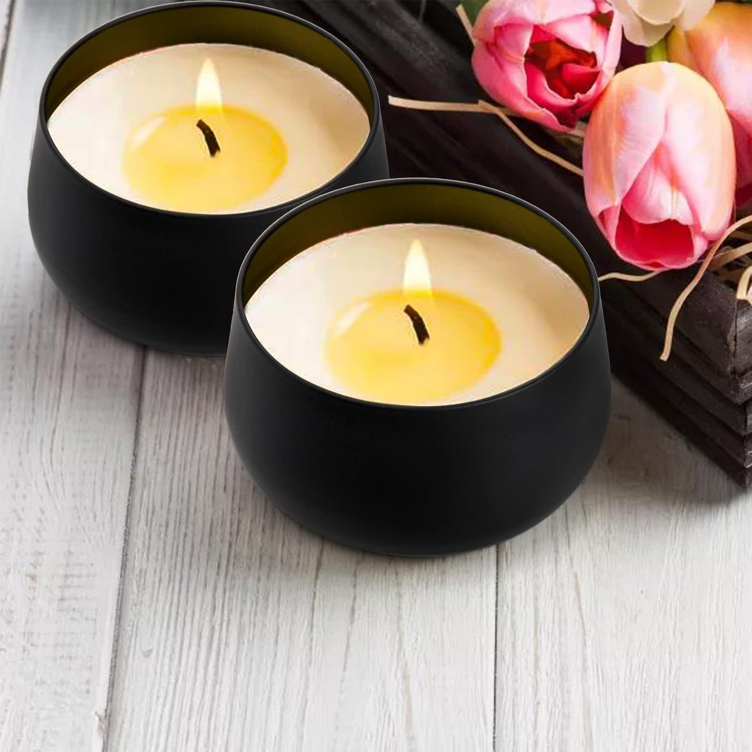 Black Candle Tin Box | Empty Decorative Tin Box | Chocolate Box | Candy Box | Gift Box | Pack Of 8 - Bakeyy.com - India - Black Candle Tin Box | Empty Decorative Tin Box | Chocolate Box | Candy Box | Gift Box | Pack Of 8 - Pack of 8