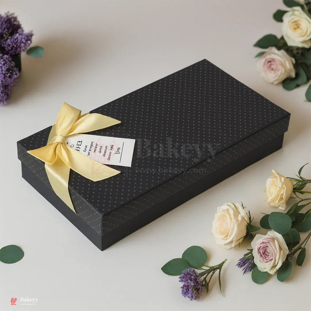 18 Cavity Hard Chocolate Box | Black Polka Dot Colour