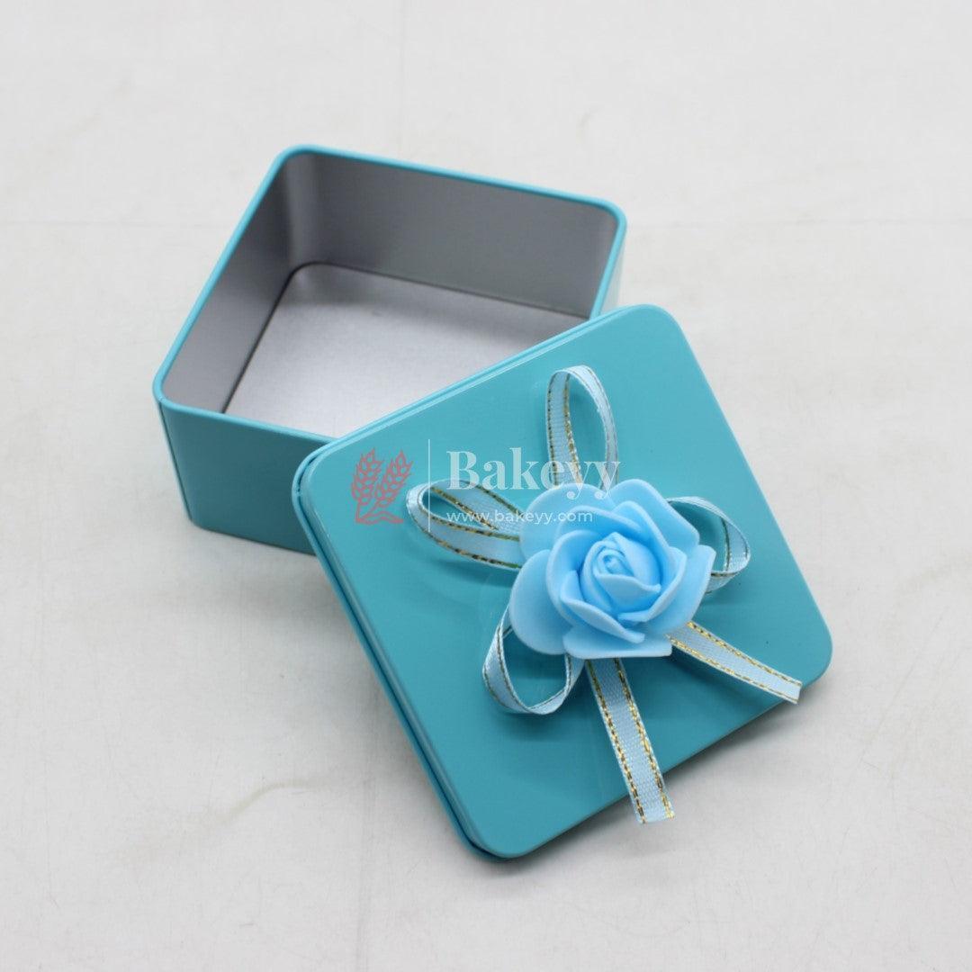 Blue Empty Decorative Tin Box | Pack of 12 | Gift Box | Chocolate Box | Sweet Box | Jewellery Box | Luxury Box - Bakeyy.com - India - Blue Empty Decorative Tin Box | Pack of 12 | Gift Box | Chocolate Box | Sweet Box | Jewellery Box | Luxury Box - Pack of 12