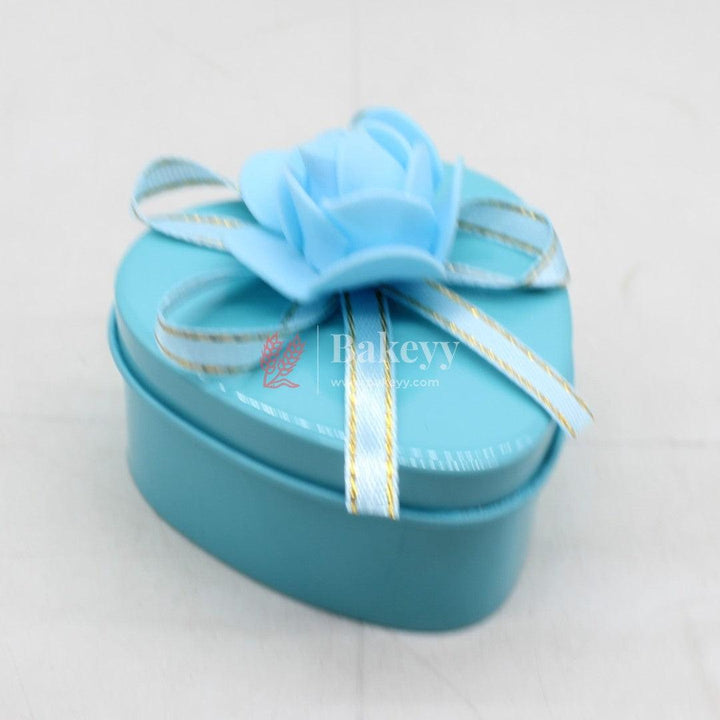 Blue Heart Empty Decorative Tin Box | Gift Box | Chocolate Box | Sweet Box | Jewellery Box | Luxury Box | Pack of 18 - Bakeyy.com