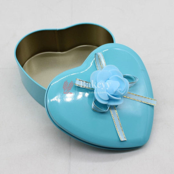 Blue Heart Empty Decorative Tin Box | Gift Box | Chocolate Box | Sweet Box | Jewellery Box | Luxury Box | Pack Of 6 - Bakeyy.com