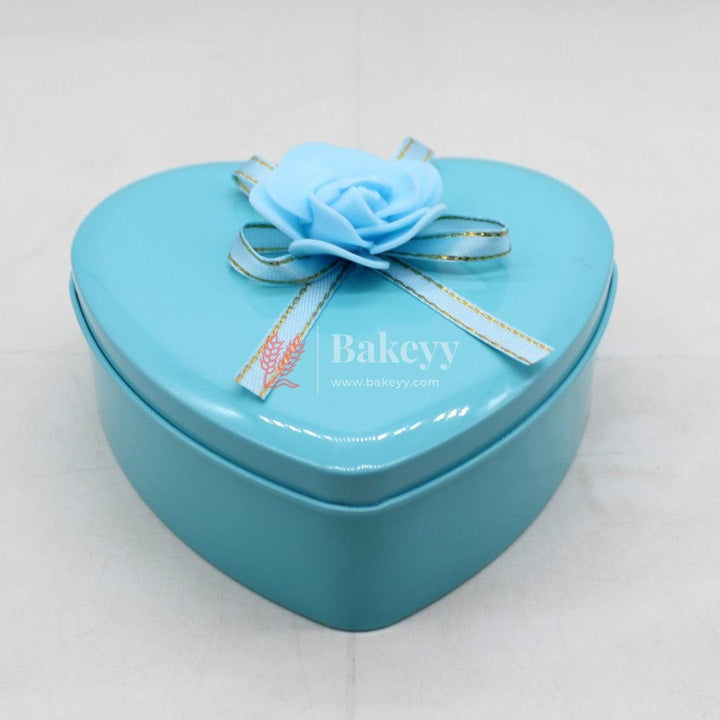 Blue Heart Empty Decorative Tin Box | Gift Box | Chocolate Box | Sweet Box | Jewellery Box | Luxury Box | Pack Of 6 - Bakeyy.com