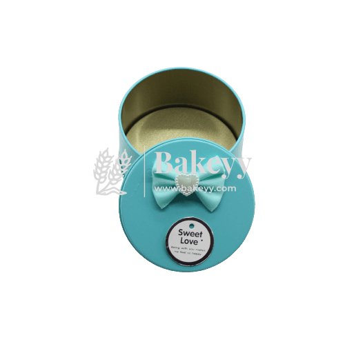 Blue Round Empty Decorative Tin Box | Gift Box | Chocolate Box | Sweet Box | Jewellery Box | Luxury Box - Bakeyy.com - India - Blue Round Empty Decorative Tin Box | Gift Box | Chocolate Box | Sweet Box | Jewellery Box | Luxury Box - Default Title