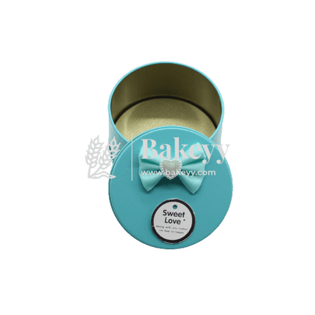 Blue Round Empty Decorative Tin Box | Gift Box | Chocolate Box | Sweet Box | Jewellery Box | Luxury Box - Bakeyy.com - India - Blue Round Empty Decorative Tin Box | Gift Box | Chocolate Box | Sweet Box | Jewellery Box | Luxury Box - Default Title