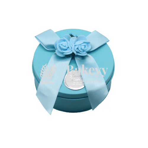 Blue Round Empty Decorative Tin Box | Gift Box | Chocolate Box | Sweet Box | Jewellery Box | Luxury Box - Bakeyy.com - India - Blue Round Empty Decorative Tin Box | Gift Box | Chocolate Box | Sweet Box | Jewellery Box | Luxury Box - Default Title