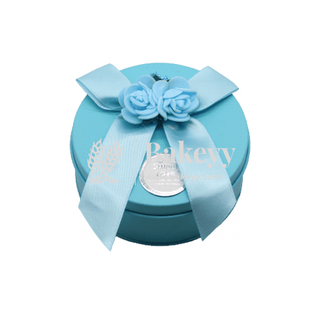 Blue Round Empty Decorative Tin Box | Gift Box | Chocolate Box | Sweet Box | Jewellery Box | Luxury Box - Bakeyy.com - India - Blue Round Empty Decorative Tin Box | Gift Box | Chocolate Box | Sweet Box | Jewellery Box | Luxury Box - Default Title