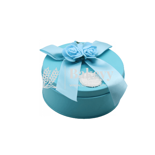 Blue Round Empty Decorative Tin Box | Gift Box | Chocolate Box | Sweet Box | Jewellery Box | Luxury Box - Bakeyy.com - India - Blue Round Empty Decorative Tin Box | Gift Box | Chocolate Box | Sweet Box | Jewellery Box | Luxury Box - Default Title