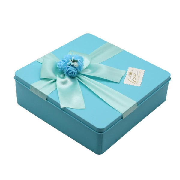 Blue Square Empty Decorative Tin Box | Gift Box | Chocolate Box | Sweet Box | Jewellery Box | Luxury Box | Pack of 2 - Bakeyy.com