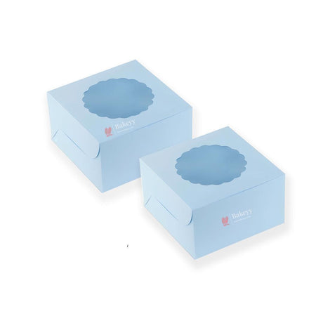 8x8x5 inch Blue Cake Box With Window | Birthday Cake boxes | Pack Of 50 | - Bakeyy.com - India - 8x8x5 inch Blue Cake Box With Window | Birthday Cake boxes | Pack Of 50 | - Default Title