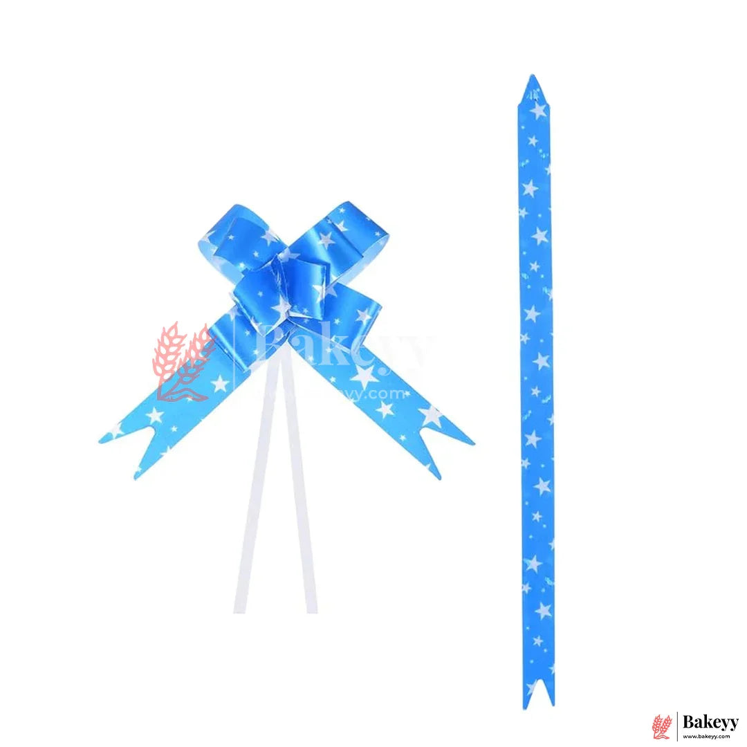 Luxury Blue Printed Pull Up Ribbon for Gift Wrapping & Hampers |Pack Of 10