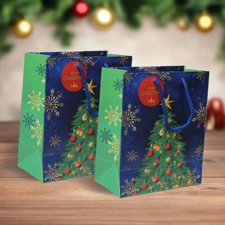 23x19x10 cm| Christmas Tree Design Gift Paper Bag |Pack of 12| - Bakeyy.com - India - 23x19x10 cm| Christmas Tree Design Gift Paper Bag |Pack of 12| - Default Title