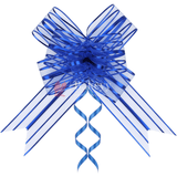 Large Organza Pull Flower Ribbon Bows - Pack of 10 for Gift Wrapping & Decorations - Bakeyy.com - India - Large Organza Pull Flower Ribbon Bows - Pack of 10 for Gift Wrapping & Decorations - Blue