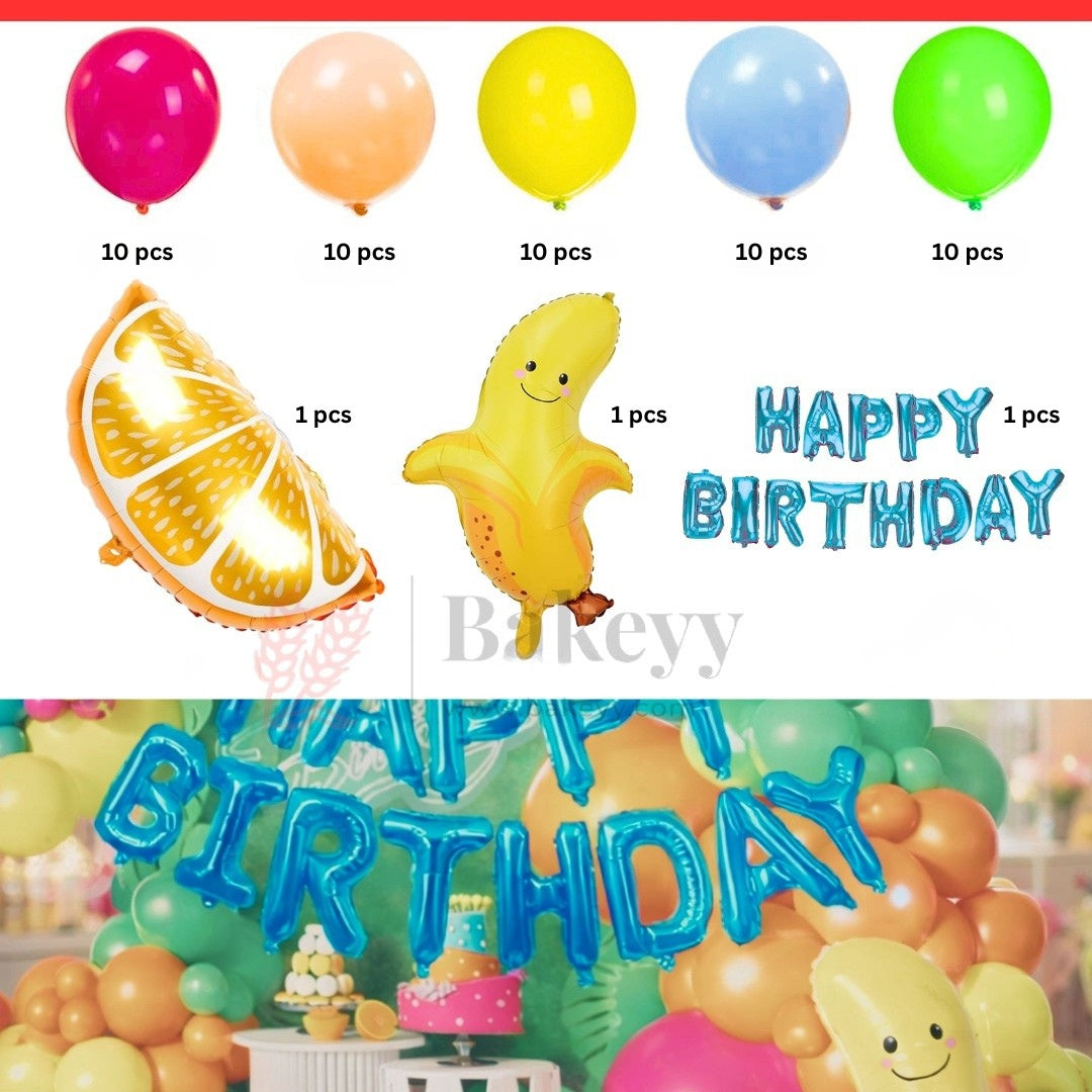 Tropical Fruit Theme Happy Birthday Balloon Decoration Set | Party Decor | Pack of 1