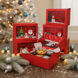 Christmas Window Gift Box Set | 6 Festive Designs with Transparent Window | Pack of 12