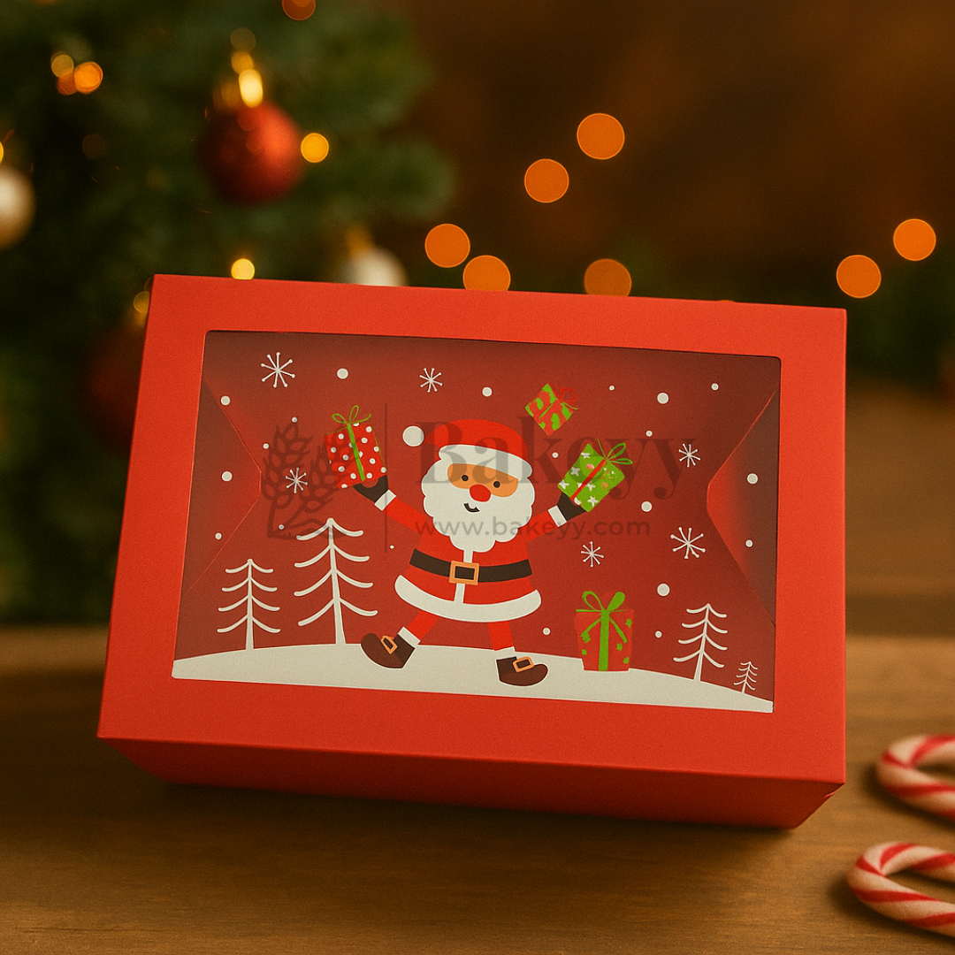 Christmas Window Gift Box Set | 6 Festive Designs with Transparent Window | Pack of 12