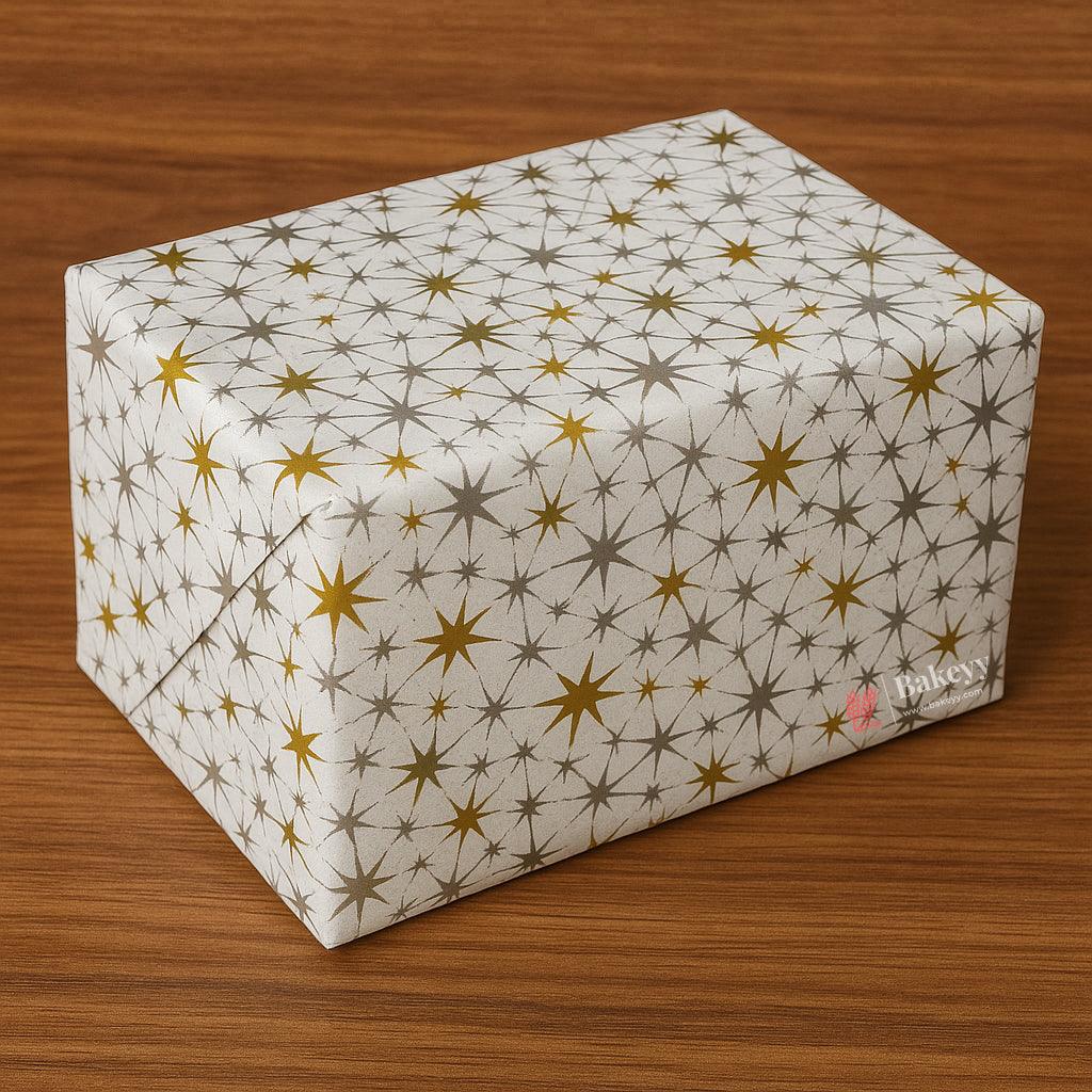 Snowflake Design Golden Gift Wrapper| Pack of 25 - Bakeyy.com - India - Snowflake Design Golden Gift Wrapper| Pack of 25 - Default Title