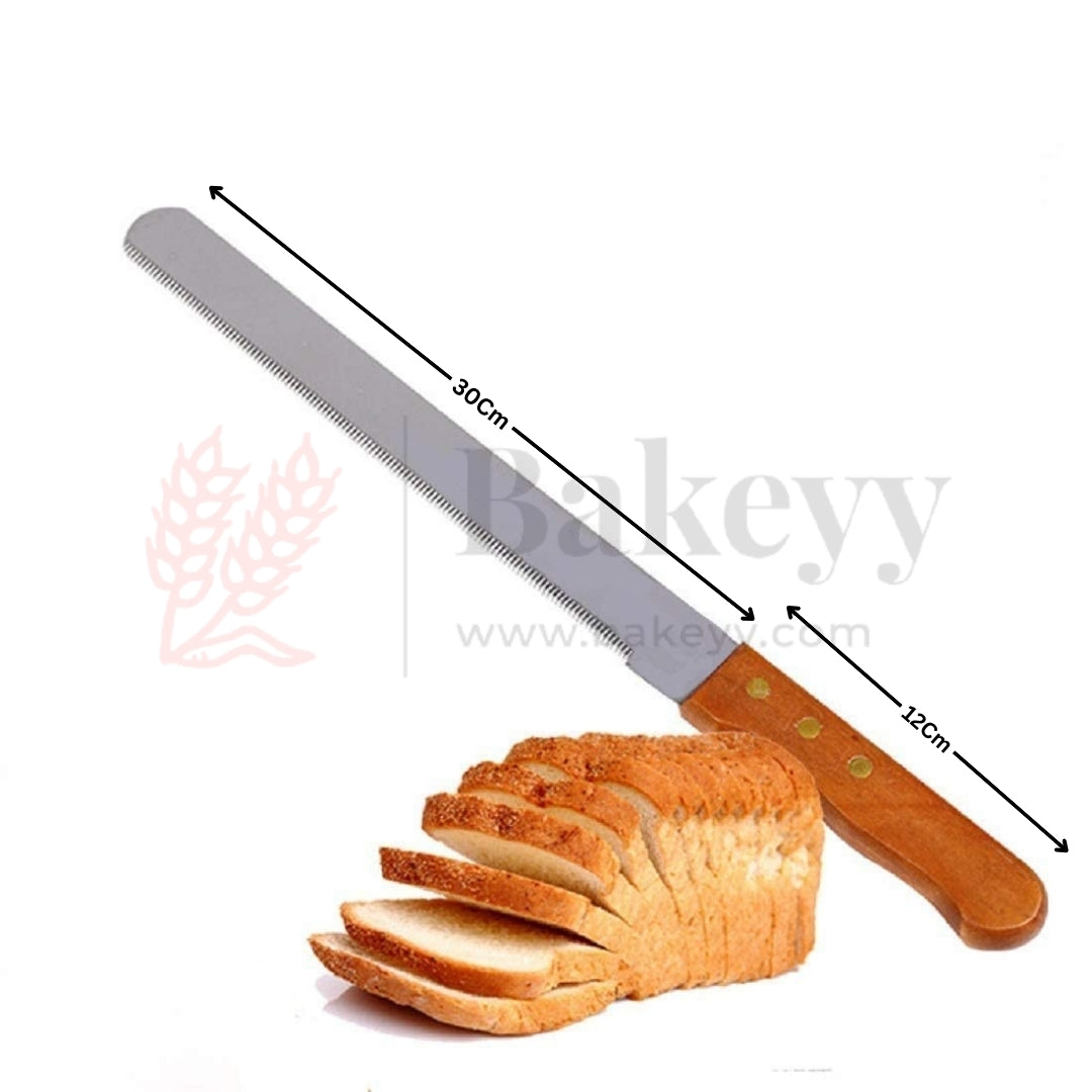 12 Inch| Bread Knife | Wide Teeth Wooden Handle | Stainless Steel | 1 Piece