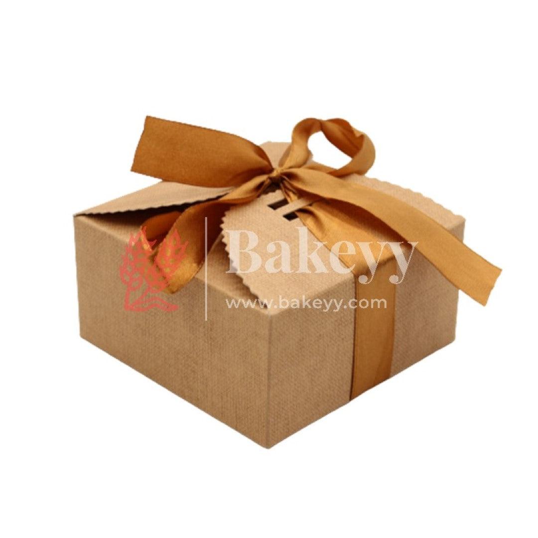 Brown Gift Box for Presents, 10 Pack Small Empty Kraft Gift Boxes with Ribbon For Packaging Candy, Cookie, Chocolate | Pack of 10 - Bakeyy.com - India - Brown Gift Box for Presents, 10 Pack Small Empty Kraft Gift Boxes with Ribbon For Packaging Candy, Cookie, Chocolate | Pack of 10 - Large (12x12x6 cm)