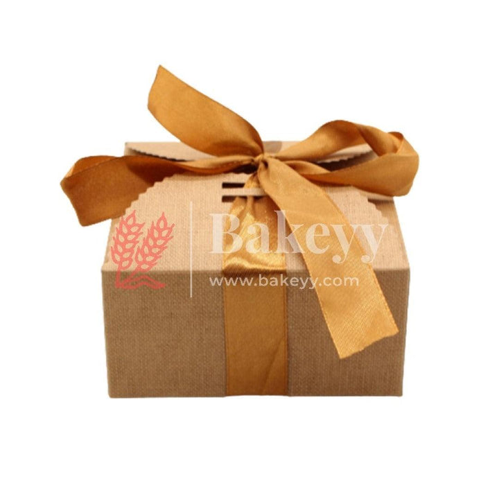Brown Gift Box for Presents, 10 Pack Small Empty Kraft Gift Boxes with Ribbon For Packaging Candy, Cookie, Chocolate | Pack of 10 - Bakeyy.com