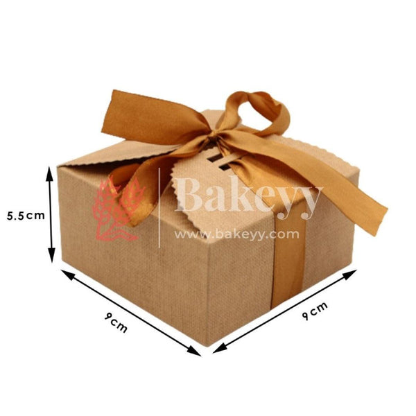 Brown Gift Box for Presents, 10 Pack Small Empty Kraft Gift Boxes with Ribbon For Packaging Candy, Cookie, Chocolate | Pack of 10 - Bakeyy.com