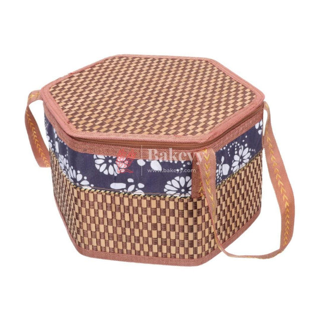 Brown Hexagon Wooden baskets, handmade wicker basket - Bakeyy.com - India - Brown Hexagon Wooden baskets, handmade wicker basket - Default Title