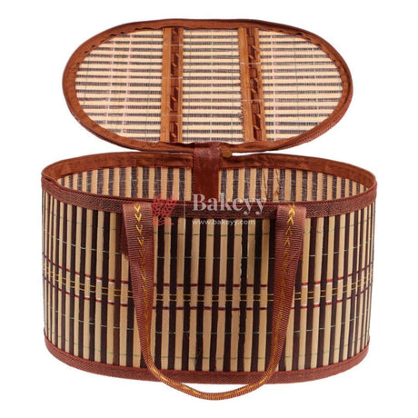 Brown Oval Wooden baskets, handmade wicker basket - Bakeyy.com - India - Brown Oval Wooden baskets, handmade wicker basket - Default Title