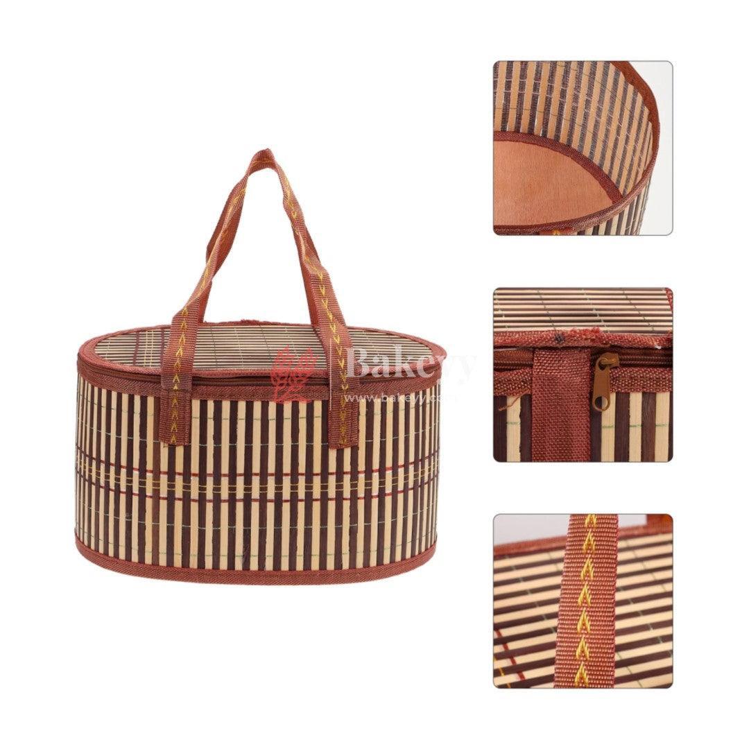 Brown Oval Wooden baskets, handmade wicker basket - Bakeyy.com - India - Brown Oval Wooden baskets, handmade wicker basket - Default Title