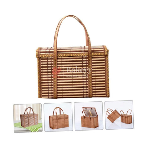 Brown Wooden baskets, handmade wicker basket - Bakeyy.com - India - Brown Wooden baskets, handmade wicker basket - Default Title