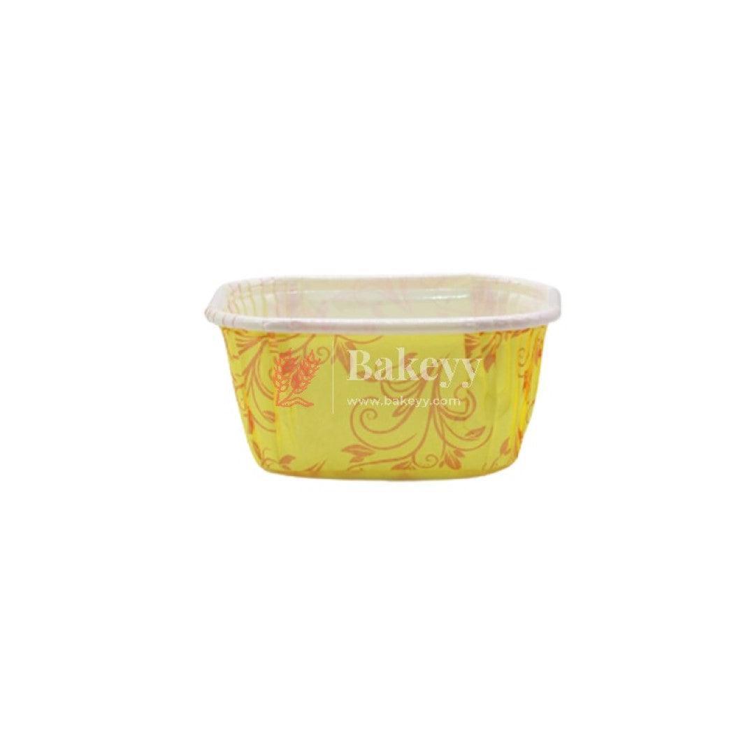 Brownie Bake N Serve Mould | Multi Color Designed | Size - 8.5x6x4 cms | Pack of 50 - Bakeyy.com - India - Brownie Bake N Serve Mould | Multi Color Designed | Size - 8.5x6x4 cms | Pack of 50 - Yellow