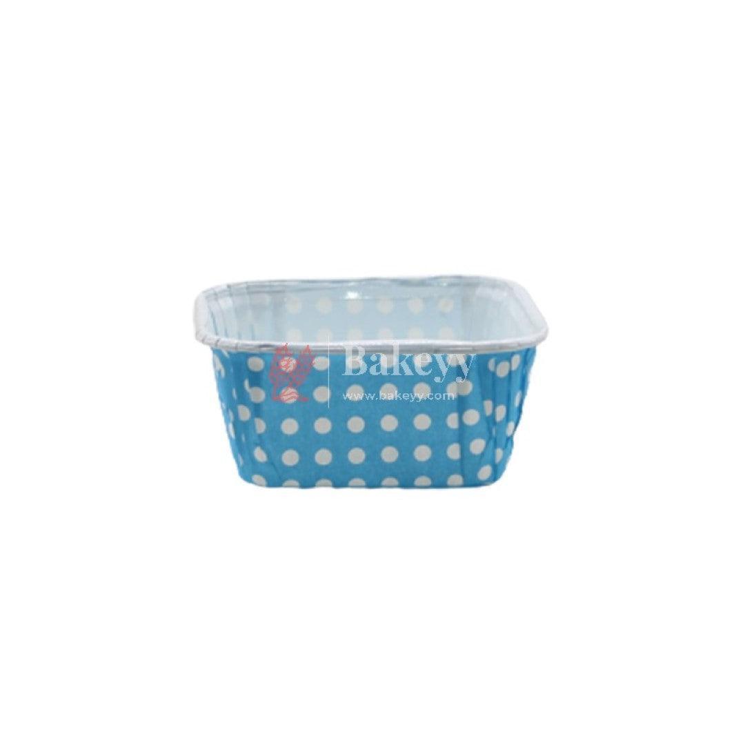 6.5x6.5x3.5 cm Brownie Bake N Serve Mould | Blue Color with Dotted | Pack of 50 - Bakeyy.com - India - 6.5x6.5x3.5 cm Brownie Bake N Serve Mould | Blue Color with Dotted | Pack of 50 - Default Title