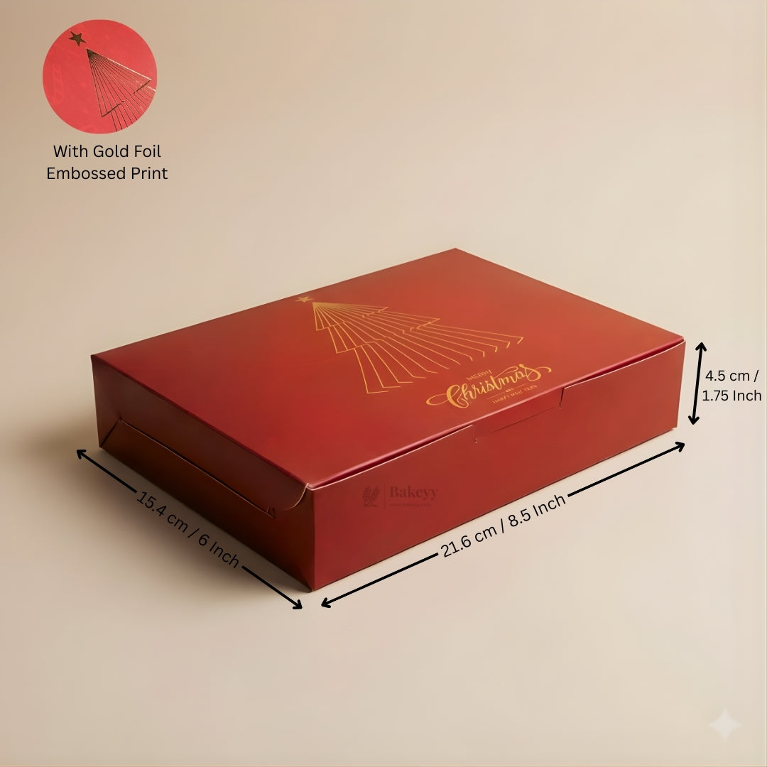 Premium Christmas Brownie Gift Box | Golden Christmas Tree Theme | Pack of 25